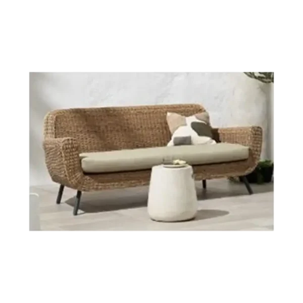 Comfortable 3-seater sofa in round 3mm polyrattan