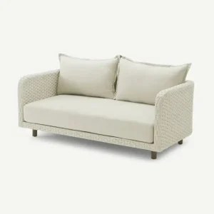 Acogedor sofá de 2 plazas hecho de trinchas de 20 mm. Cojines de secado rápido