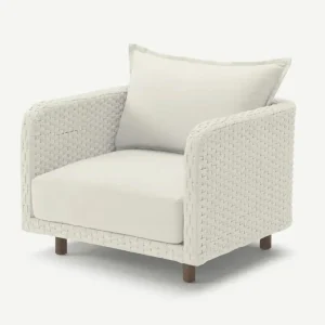Cozy chair with white straps of 20 mm.